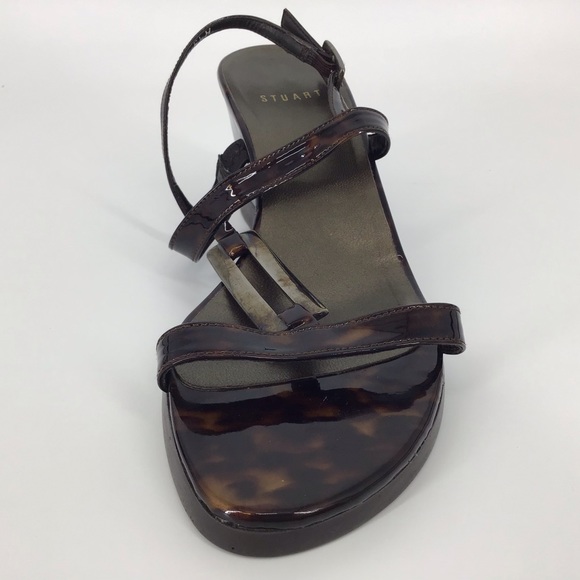 Stuart Weitzman Tortoise Shell Wedge Sandals, 6.5 - Picture 3 of 16
